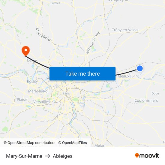 Mary-Sur-Marne to Ableiges map