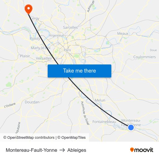 Montereau-Fault-Yonne to Ableiges map