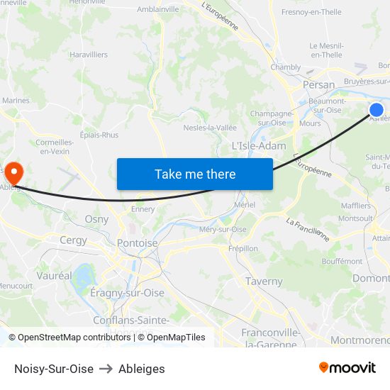Noisy-Sur-Oise to Ableiges map