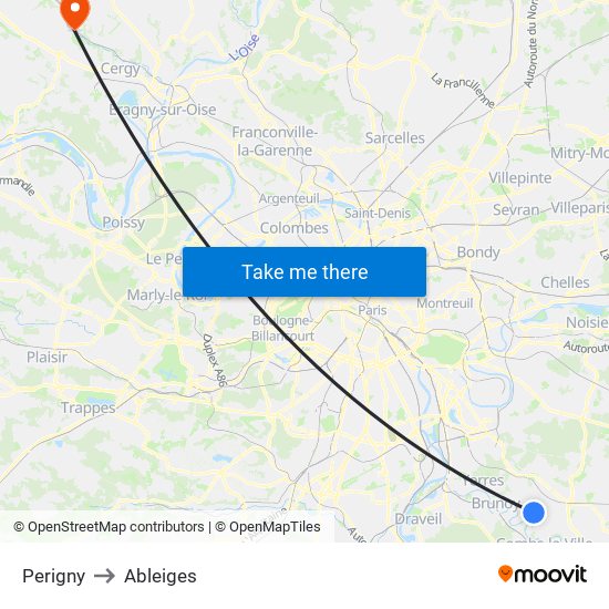 Perigny to Ableiges map