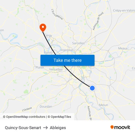 Quincy-Sous-Senart to Ableiges map