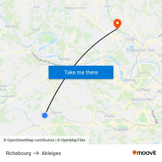 Richebourg to Ableiges map