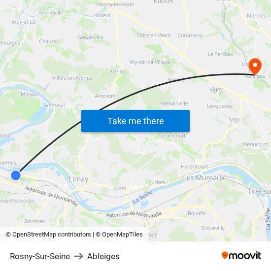 Rosny-Sur-Seine to Ableiges map