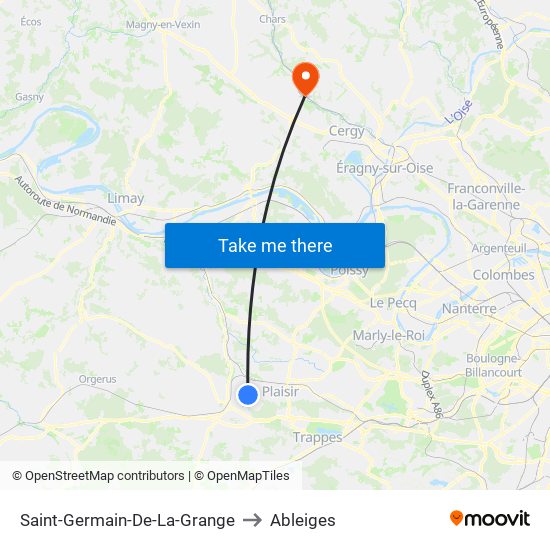 Saint-Germain-De-La-Grange to Ableiges map