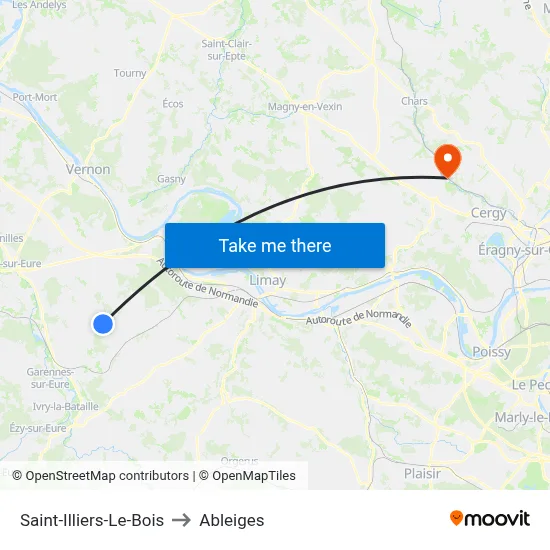 Saint-Illiers-Le-Bois to Ableiges map