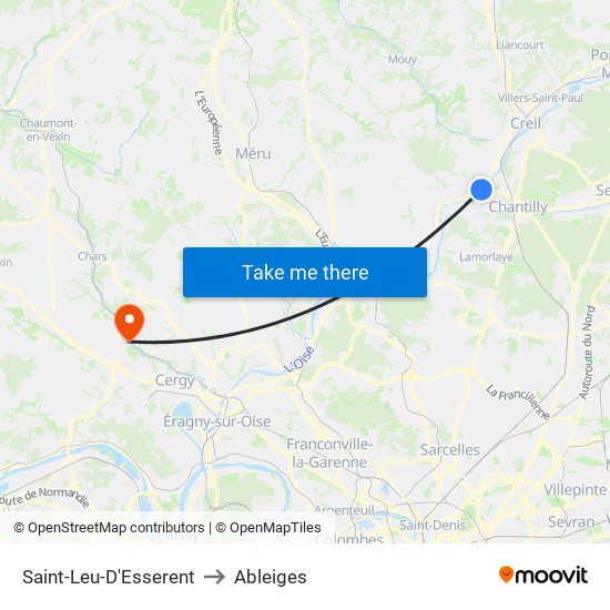 Saint-Leu-D'Esserent to Ableiges map