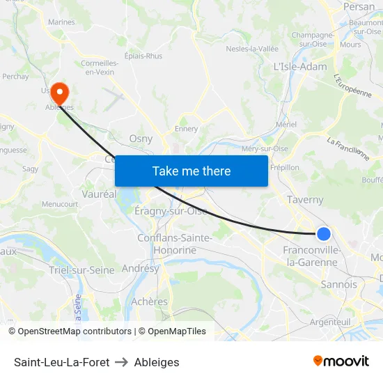 Saint-Leu-La-Foret to Ableiges map