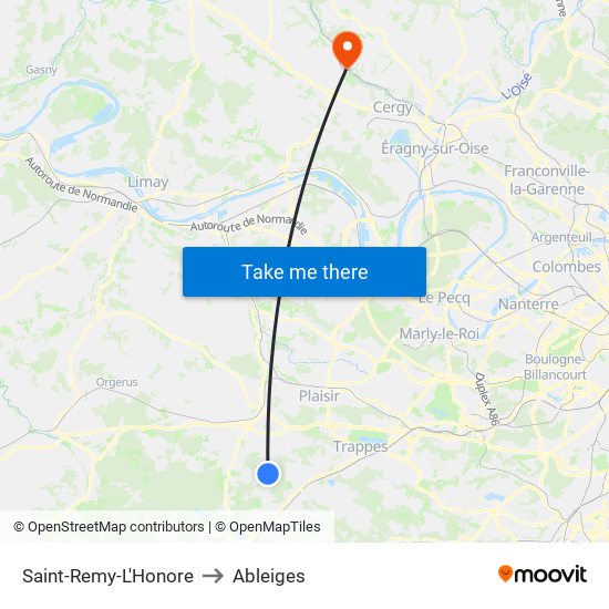 Saint-Remy-L'Honore to Ableiges map