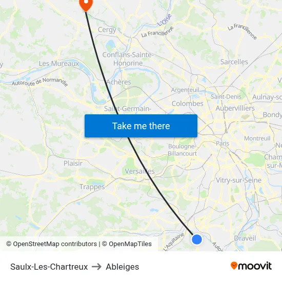 Saulx-Les-Chartreux to Ableiges map