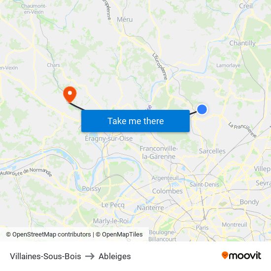 Villaines-Sous-Bois to Ableiges map
