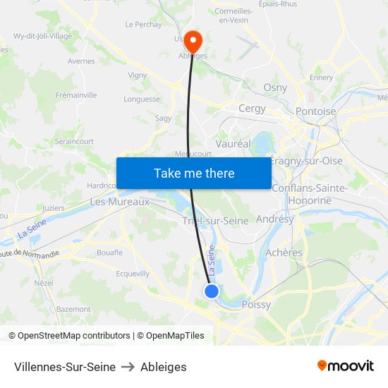 Villennes-Sur-Seine to Ableiges map