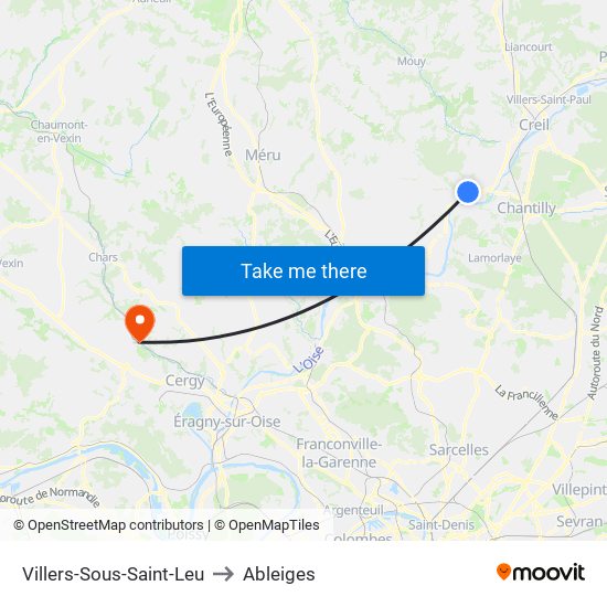 Villers-Sous-Saint-Leu to Ableiges map