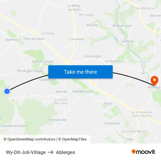 Wy-Dit-Joli-Village to Ableiges map