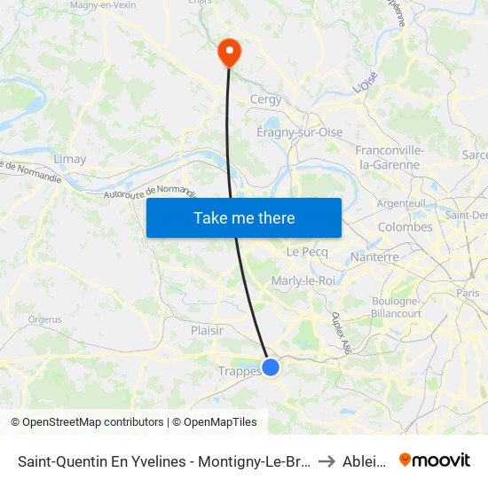 Saint-Quentin En Yvelines - Montigny-Le-Bretonneux to Ableiges map