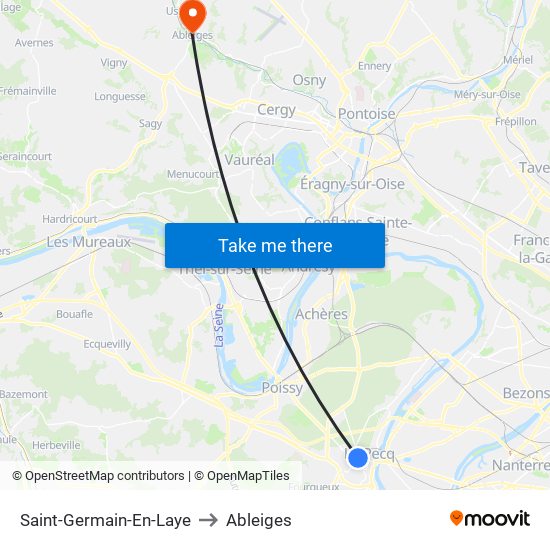 Saint-Germain-En-Laye to Ableiges map