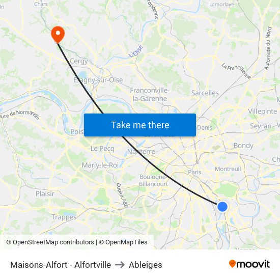 Maisons-Alfort - Alfortville to Ableiges map
