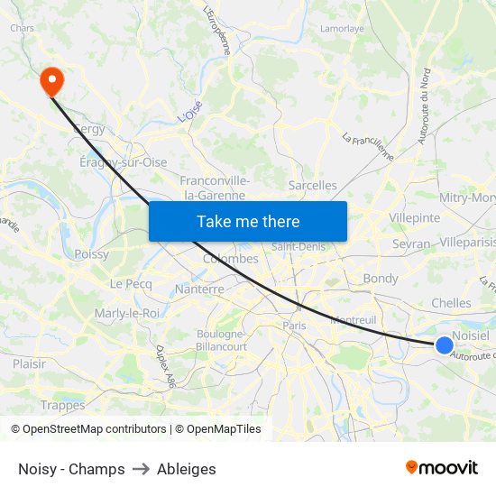 Noisy - Champs to Ableiges map