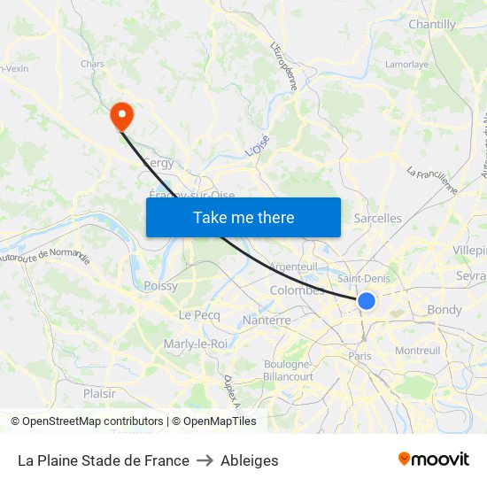 La Plaine Stade de France to Ableiges map