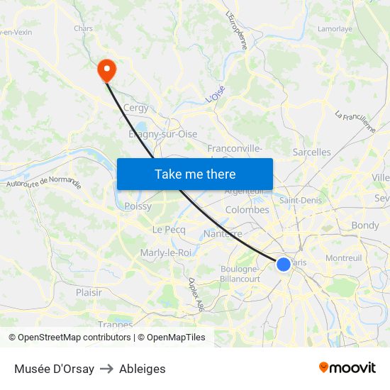 Musée D'Orsay to Ableiges map