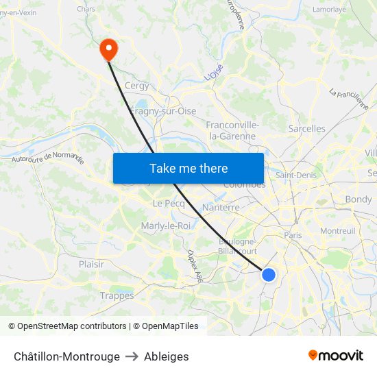Châtillon-Montrouge to Ableiges map
