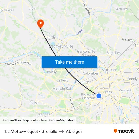 La Motte-Picquet - Grenelle to Ableiges map