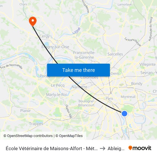 École Vétérinaire de Maisons-Alfort - Métro to Ableiges map