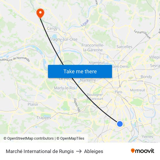 Marché International de Rungis to Ableiges map