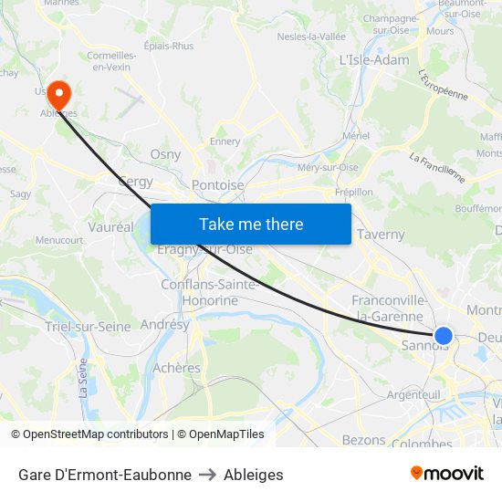 Gare D'Ermont-Eaubonne to Ableiges map
