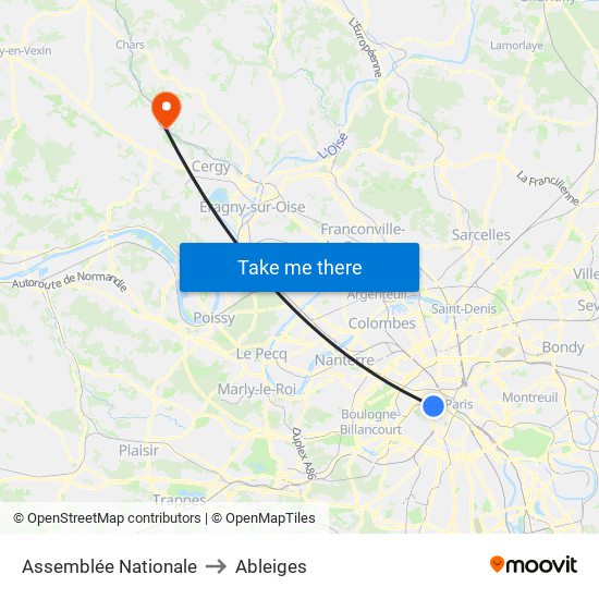 Assemblée Nationale to Ableiges map