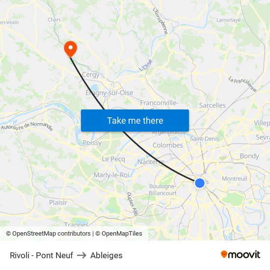 Rivoli - Pont Neuf to Ableiges map