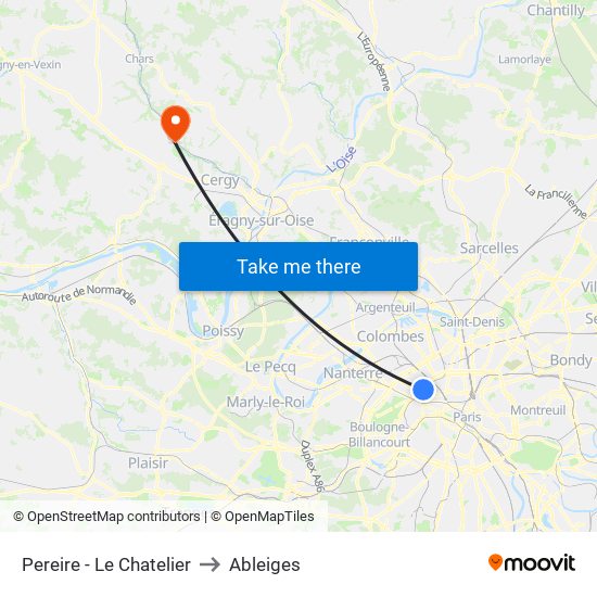 Pereire - Le Chatelier to Ableiges map