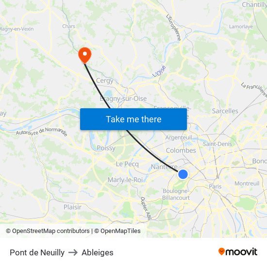 Pont de Neuilly to Ableiges map