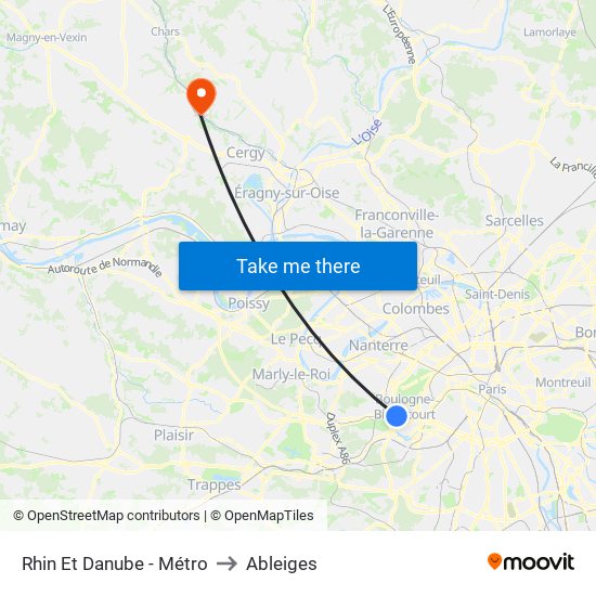 Rhin Et Danube - Métro to Ableiges map