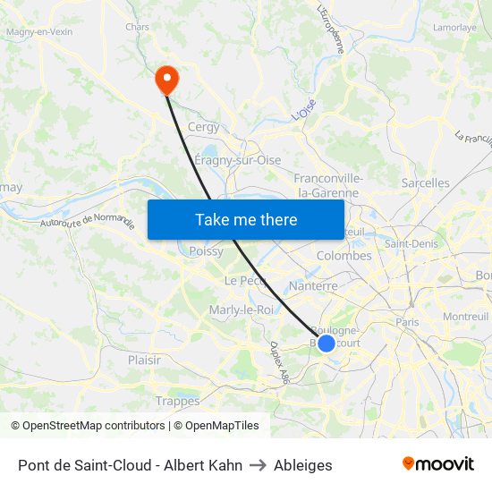 Pont de Saint-Cloud - Albert Kahn to Ableiges map