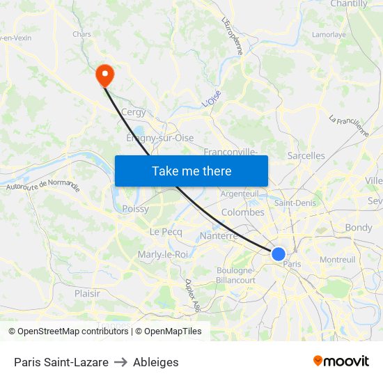 Paris Saint-Lazare to Ableiges map