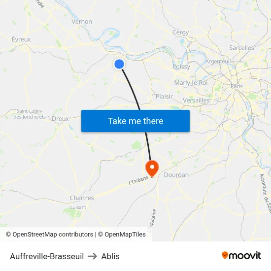 Auffreville-Brasseuil to Ablis map
