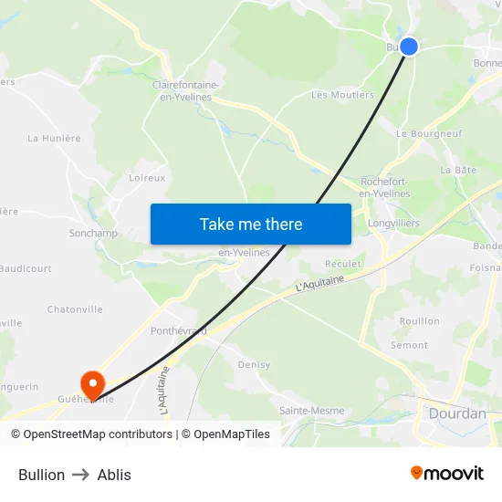 Bullion to Ablis map