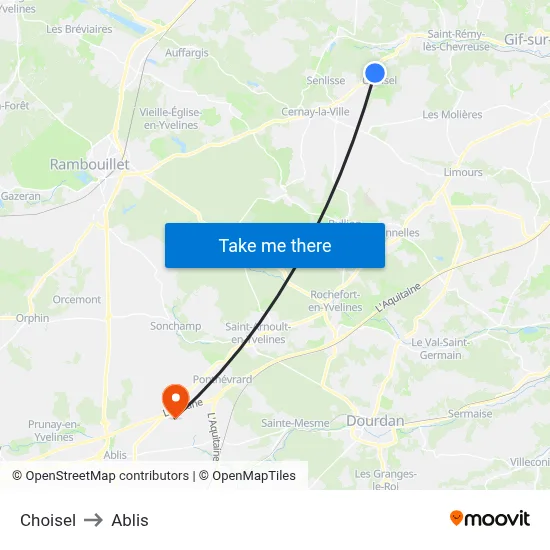 Choisel to Ablis map