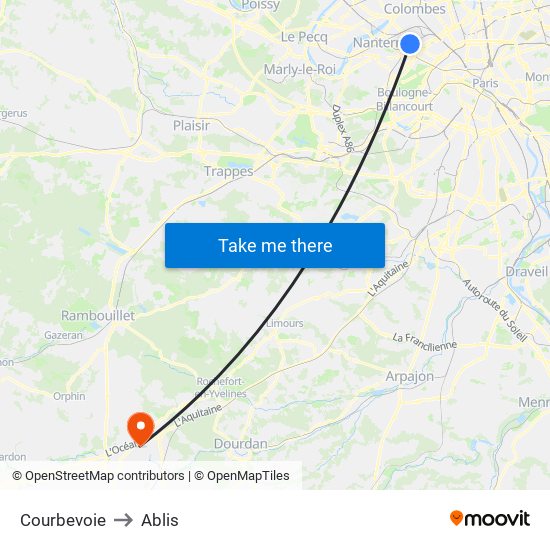 Courbevoie to Ablis map