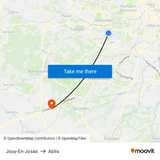 Jouy-En-Josas to Ablis map