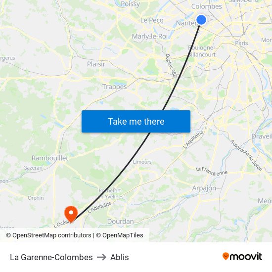 La Garenne-Colombes to Ablis map