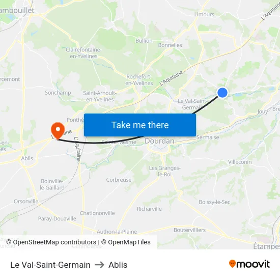 Le Val-Saint-Germain to Ablis map