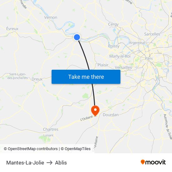 Mantes-La-Jolie to Ablis map