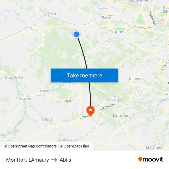 Montfort-L'Amaury to Ablis map