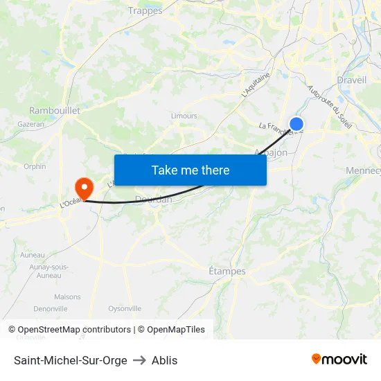 Saint-Michel-Sur-Orge to Ablis map