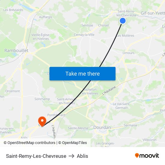 Saint-Remy-Les-Chevreuse to Ablis map