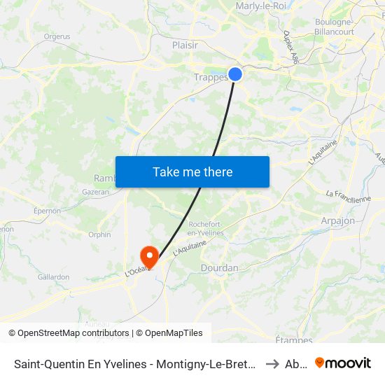 Saint-Quentin En Yvelines - Montigny-Le-Bretonneux to Ablis map