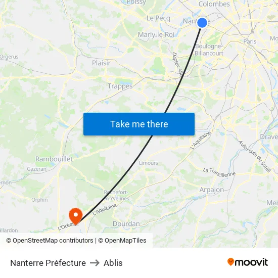 Nanterre Préfecture to Ablis map