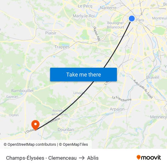 Champs-Élysées - Clemenceau to Ablis map