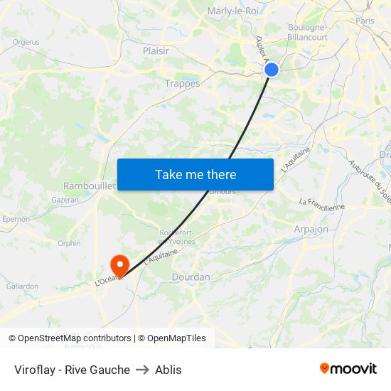 Viroflay - Rive Gauche to Ablis map